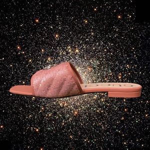 Gucci pink sequin slides